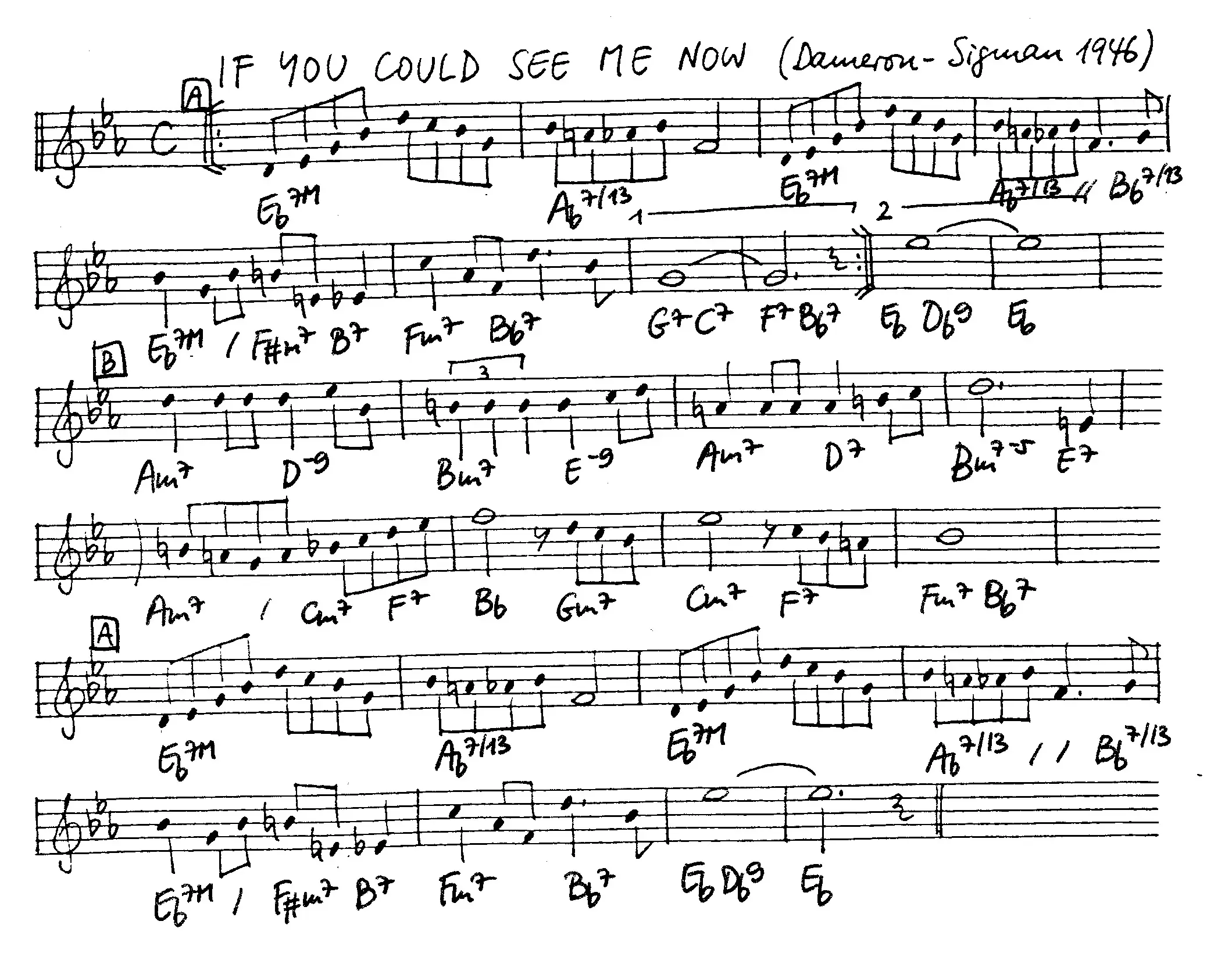 if you could see me now free jazz leadsheet - Courtesy of the Jungle Jazz Band